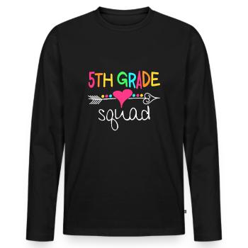 Escouade de 5e année Équipe d’élèves enseignants - T-shirt manches longues Premium bio Homme - noir - Devant - Nico (187cm)