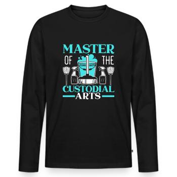 Master Of The Custodial Arts Janitor School - Men's Premium Organic Long Sleeve Shirt - black - Front - Nico (187cm)