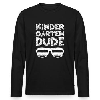 Kids Kindergarten Dude - Men's Premium Organic Long Sleeve Shirt - black - Front - Nico (187cm)