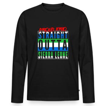 Straight Outta Sierra Leone Drapeau léonais - T-shirt manches longues Premium bio Homme - noir - Devant - Nico (187cm)
