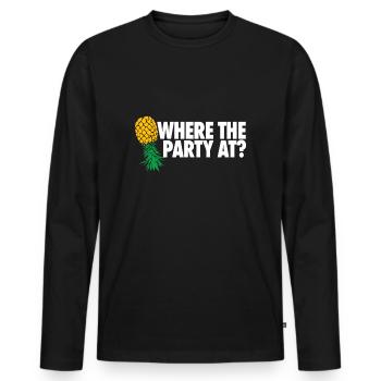 Wo die Party bei Funny Swinger - Männer Premium Bio Langarmshirt - Schwarz - Vorne - Nico (187cm)