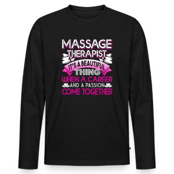 Massage Therapist Massage Therapist Jobs - Men's Premium Organic Long Sleeve Shirt - black - Front - Nico (187cm)