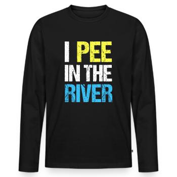 Je fais dans la rivière drôle d’été - T-shirt manches longues Premium bio Homme - noir - Devant - Nico (187cm)