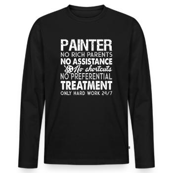 Painter Painter Hard Work - Men's Premium Organic Long Sleeve Shirt - black - Front - Nico (187cm)