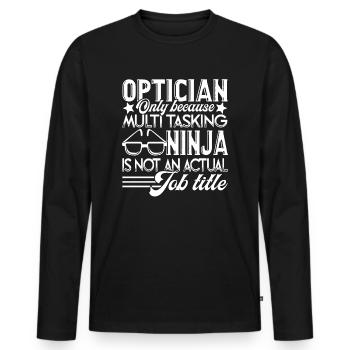 Optician Optician Job Title - Men's Premium Organic Long Sleeve Shirt - black - Front - Nico (187cm)