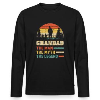 Grandad the Man the Myth the Legend, Father's Day - Men's Premium Organic Long Sleeve Shirt - black - Front - Nico (187cm)