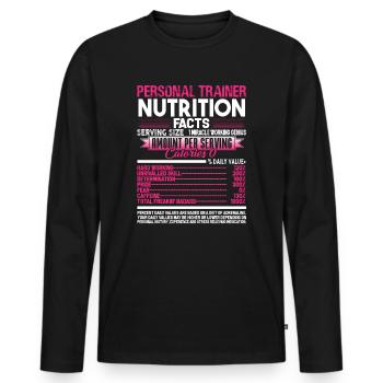 Personal Trainer Personal Trainer Nutrition Facts - Men's Premium Organic Long Sleeve Shirt - black - Front - Nico (187cm)