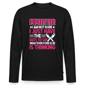 Pipefitter Pipefitter I Am Not Rude - Men's Premium Organic Long Sleeve Shirt - black - Front - Nico (187cm)