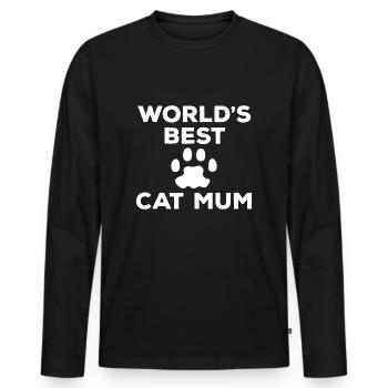 La meilleure maman chat du monde - T-shirt manches longues Premium bio Homme - noir - Devant - Nico (187cm)