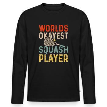 Worlds Okayest Squash Spieler Retro Squash - Männer Premium Bio Langarmshirt - Schwarz - Vorne - Nico (187cm)