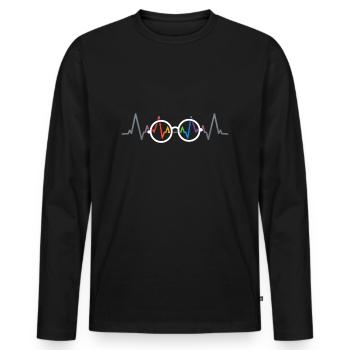 Eye Doctor, Glasses Heartbeat Optician Optometrist - Men's Premium Organic Long Sleeve Shirt - black - Front - Nico (187cm)