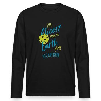 Funny Pickleball Phrase, Friendships, Pickleball - Men's Premium Organic Long Sleeve Shirt - black - Front - Nico (187cm)