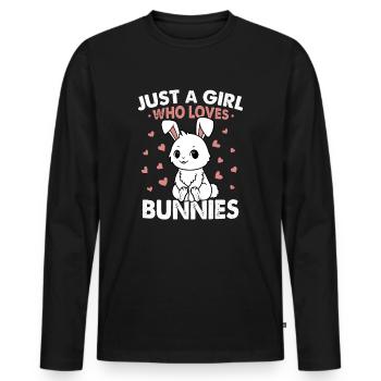 Nur ein Mädchen, das Hasen liebt - Männer Premium Bio Langarmshirt - Schwarz - Vorne - Nico (187cm)