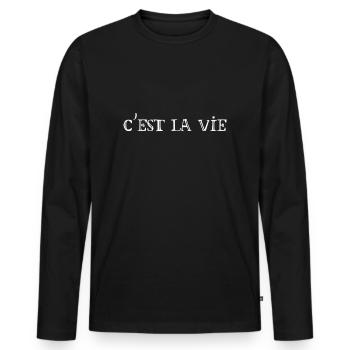 C’est La Vie - Mignon Français Paris Europe - T-shirt manches longues Premium bio Homme - noir - Devant - Nico (187cm)