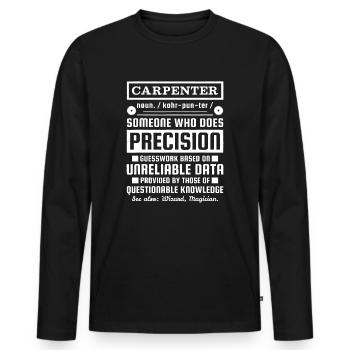 Drôle de charpentier Définition - T-shirt manches longues Premium bio Homme - noir - Devant - Nico (187cm)