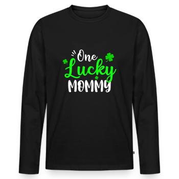 Eine glückliche Mama Irisches Kleeblatt St. Patricks Day Spaß - Männer Premium Bio Langarmshirt - Schwarz - Vorne - Nico (187cm)
