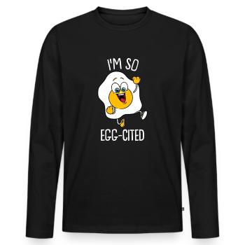 Funny Egg Gift Kids Men Women Cool Fried Egg Lover - Men's Premium Organic Long Sleeve Shirt - black - Front - Nico (187cm)