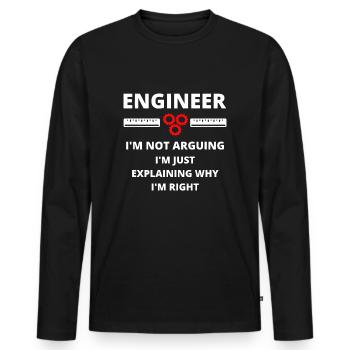 Ingenieur Ich streite nicht - Ingenieurwesen - Männer Premium Bio Langarmshirt - Schwarz - Vorne - Nico (187cm)
