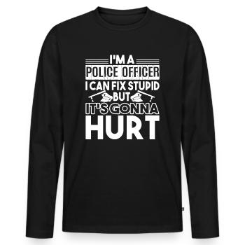 Police Officer Police Officer Fix Stupid - Men's Premium Organic Long Sleeve Shirt - black - Front - Nico (187cm)