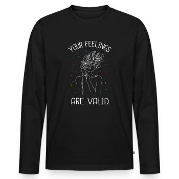 Your feelings are valid I Mental health - Men's Premium Organic Long Sleeve Shirt - black - Front - Nico (187cm)