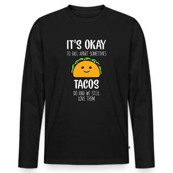 C’est correct de s’effondrer parfois les tacos font mental - T-shirt manches longues Premium bio Homme - noir - Devant - Nico (187cm)
