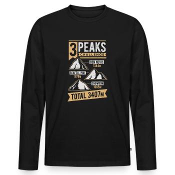 3 Peaks Challenge Die Drei Zinnen - Männer Premium Bio Langarmshirt - Schwarz - Vorne - Nico (187cm)