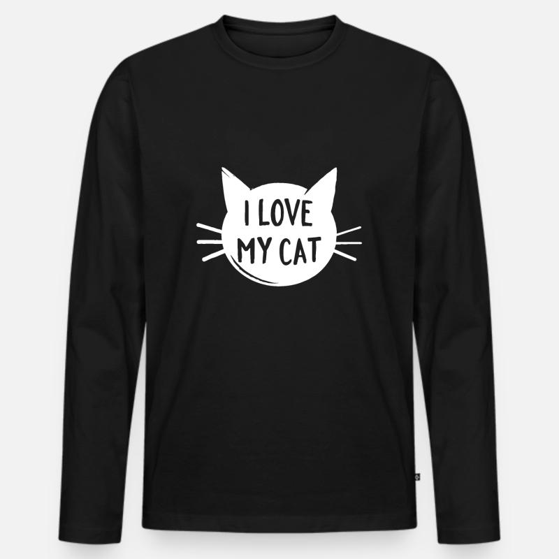 Ich liebe meine Katze - Männer Premium Bio Langarmshirt - Schwarz