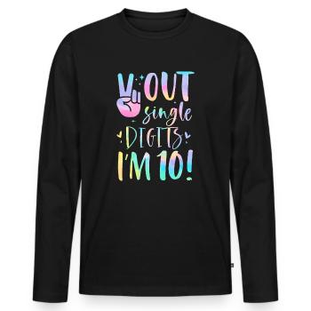 Peace Out Einstellige Zahlen Ich bin 10 Jahre alt - Männer Premium Bio Langarmshirt - Schwarz - Vorne - Nico (187cm)