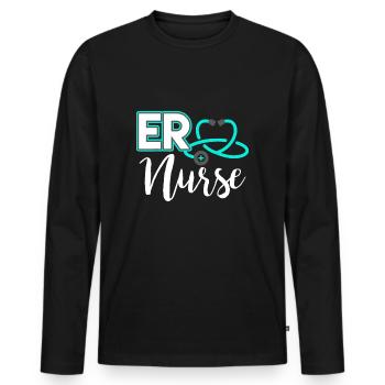 Infirmière d’urgence en salle d’urgence École de soins infirmiers médicaux - T-shirt manches longues Premium bio Homme - noir - Devant - Nico (187cm)