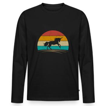 Vintage Unicorn Retro Distressed Unicorn Lover - Men's Premium Organic Long Sleeve Shirt - black - Front - Nico (187cm)