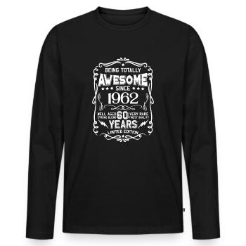 60. Geburtstagsfeier 60 Jahre ehrfürchtig 1962 - Männer Premium Bio Langarmshirt - Schwarz - Vorne - Nico (187cm)