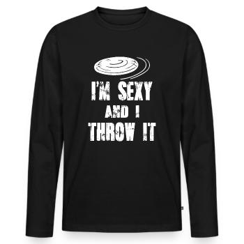 Frisbee ultime, je suis sexy et je le jette cadeau - T-shirt manches longues Premium bio Homme - noir - Devant - Nico (187cm)