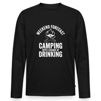 Weekend Forecast Camping with a Chance of Drinking - Men's Premium Organic Long Sleeve Shirt - black - Front - Nico (187cm)