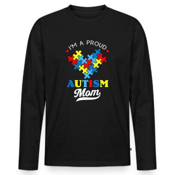 I'm A Proud Mom Autism Awareness Autistic Heart - Men's Premium Organic Long Sleeve Shirt - black - Front - Nico (187cm)