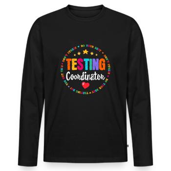 Idées des enseignants de la journée de test Coordonnatrice des tests scolaires - T-shirt manches longues Premium bio Homme - noir - Devant - Nico (187cm)