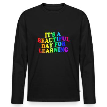First Day of School Gift Teacher Students Rainbow - Men's Premium Organic Long Sleeve Shirt - black - Front - Nico (187cm)