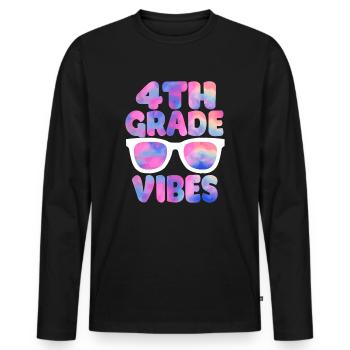 Retour à l’école 4th Grade Vibes - T-shirt manches longues Premium bio Homme - noir - Devant - Nico (187cm)