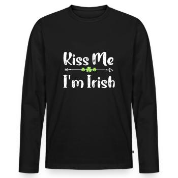 Embrasse-moi Je suis irlandais Drôle de professeur St Patrick - T-shirt manches longues Premium bio Homme - noir - Devant - Nico (187cm)