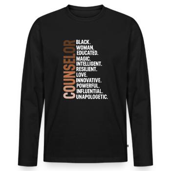 Ich bin ein schwarzer Ratgeber Afro, Black History Month - Männer Premium Bio Langarmshirt - Schwarz - Vorne - Nico (187cm)