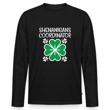 Shenanigans Coordinator Funny St Patricks Day - Men's Premium Organic Long Sleeve Shirt - black - Front - Nico (187cm)