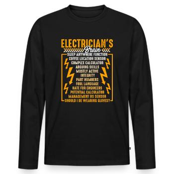 Electrician Electrician's Brain Complex Abilities - Men's Premium Organic Long Sleeve Shirt - black - Front - Nico (187cm)