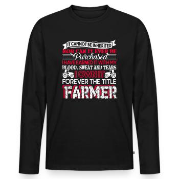 Farmer Forever The Title Farmer - Men's Premium Organic Long Sleeve Shirt - black - Front - Nico (187cm)