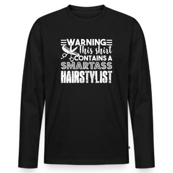 Hair Stylist I'm A Smartass Hair Stylist - Men's Premium Organic Long Sleeve Shirt - black - Front - Nico (187cm)