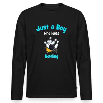 Bowling pour garçons | Bowling pour enfants - T-shirt manches longues Premium bio Homme - noir - Devant - Nico (187cm)