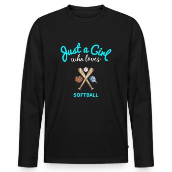 Softball, pour les filles | Softball pour enfants - T-shirt manches longues Premium bio Homme - noir - Devant - Nico (187cm)