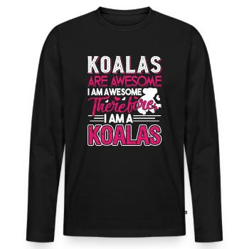 Koala Koalas Are Awesome - Men's Premium Organic Long Sleeve Shirt - black - Front - Nico (187cm)