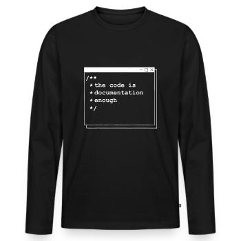 Der Code genügt | Computerprogrammier-Nerd - Männer Premium Bio Langarmshirt - Schwarz - Vorne - Nico (187cm)