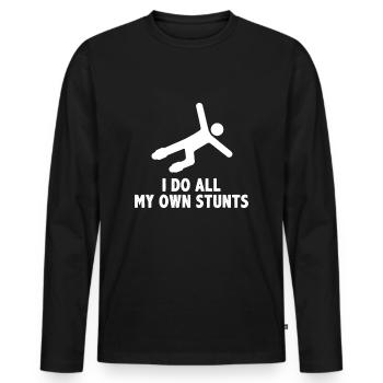 Ich mache alle meine Stunts selbst - Männer Premium Bio Langarmshirt - Schwarz - Vorne - Nico (187cm)