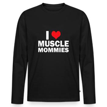 J’aime les mamans musculaires I les mamans musculaires cardiaques - T-shirt manches longues Premium bio Homme - noir - Devant - Nico (187cm)
