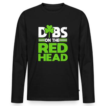 Lustige irische St. Patricks Day Dibs auf dem Rotschopf - Männer Premium Bio Langarmshirt - Schwarz - Vorne - Nico (187cm)